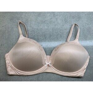 Victoria's Secret Body Padded No-wire Bra 34FF Wireless Nude Lace Trim